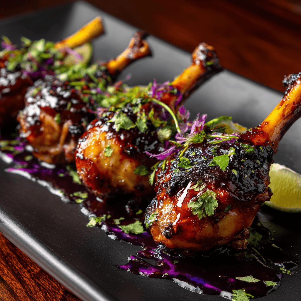 Jerk chicken lollipops with glaze