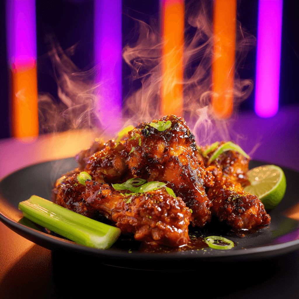 Caribbean spicy wings with lime wedges